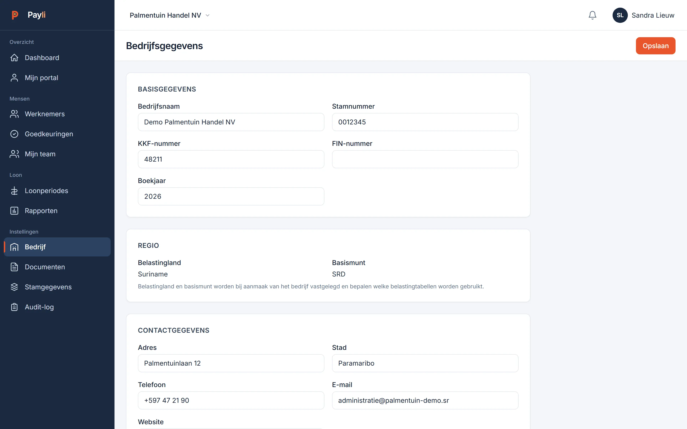 Bedrijfsinstellingen met modules, documenten en beveiliging